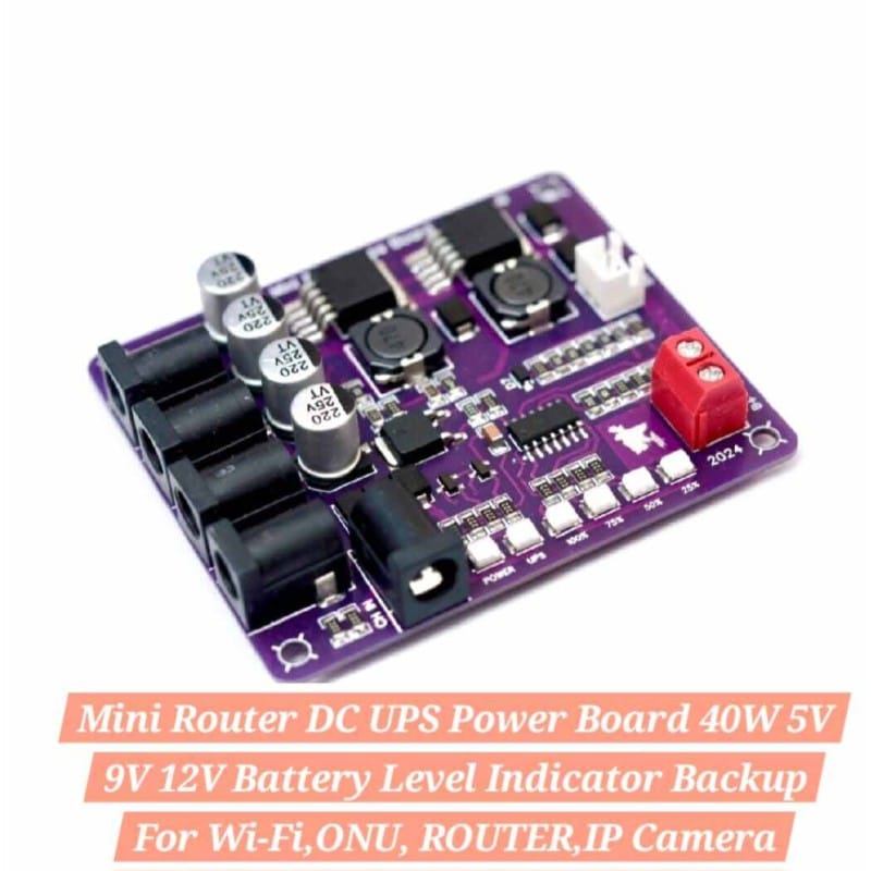 Picture of Mini Router DC UPS Power Board 40W 5V 9V 12V Battery Input 12V Battery Level Indicator Backup for Wifi Onu Router IP Camera Purple