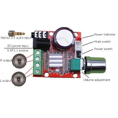 Picture of PAM8610 Audio Stereo Amplifier Board Green