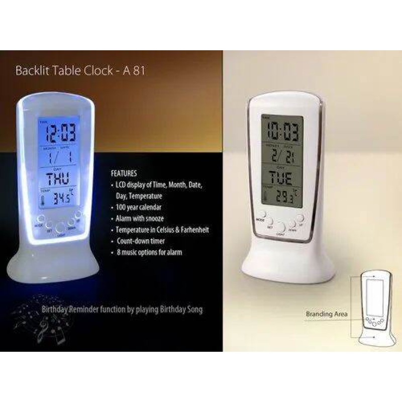 Picture of Multifunction Calendar Temperature Digital Alarm Clock With Blue Back Light Electronic Calendar Thermometer Led Clock With Time White