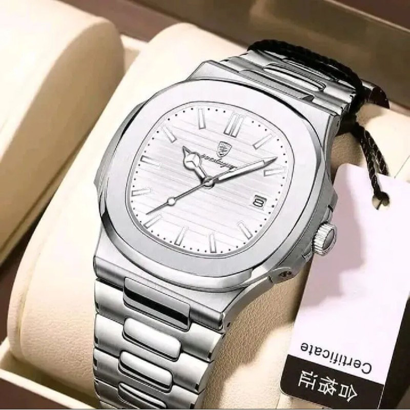Picture of POEDAGAR 613 Luxury Watch Business  Luminous Date Stainless Steel Square Quartz Men Watch 