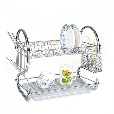 Picture of Double Layer Stainless Steel Dish Rack I 2 Tier Dish Drying Rack I-Silver