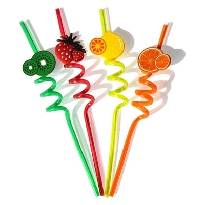 Picture of Straw for Kids & Party Useful for Juice Drinks - 2 Pcs-Multicolor