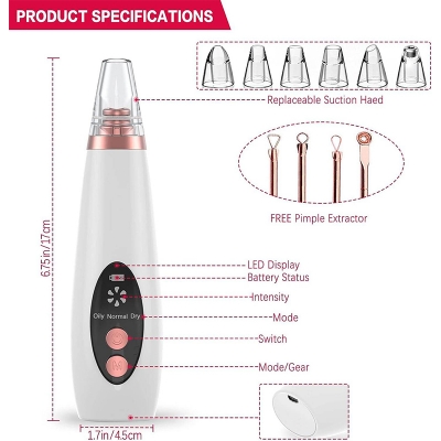 Picture of Electric Vacuum Electric Acne / Blackhead Remover Extractor 6 Suction Head Beauty Machine For Skin Care