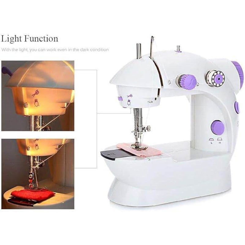 Picture of Dual Speed Portable Mini Electric Pedal Sewing Machine-White