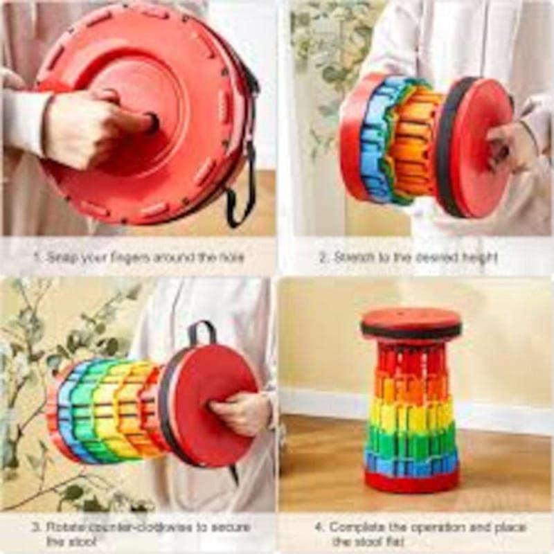 Picture of Folding Retractable Stool Outdoor Safe Stable Folding Camping tool -1 pcs-Multicolor
