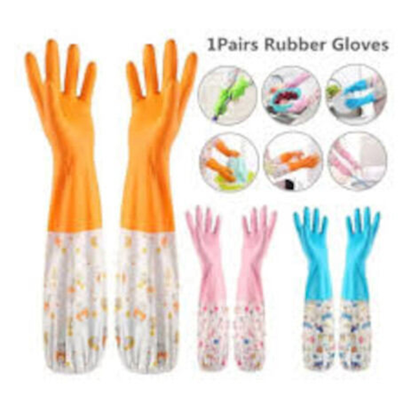 Picture of High Quality Multicolor Silicone Kitchen Hand Gloves for Dish Washing/Garden Cleaning - 1 Pair-Multicolor-Single