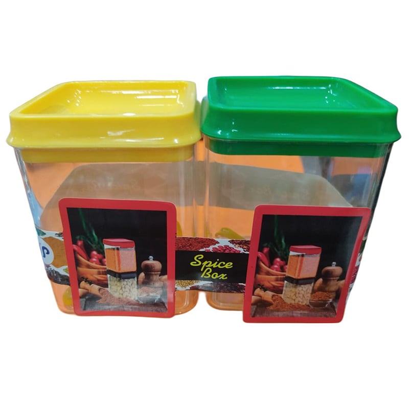 Picture of 2 Pcs Multicolor Plastic  Spice Jar Set-Multicolor