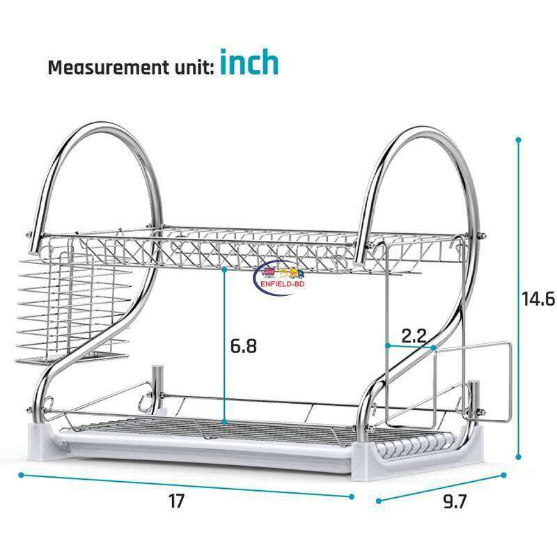 Picture of Double Layer Stainless Steel Dish Rack I 2 Tier Dish Drying Rack I-Silver