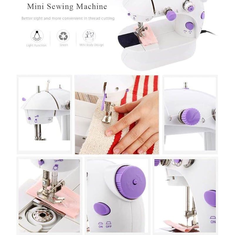 Picture of Dual Speed Portable Mini Electric Pedal Sewing Machine-White