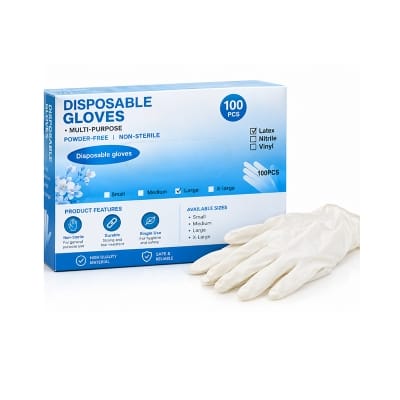 Picture of Disposable Latex Hand Gloves 100 pcs Box