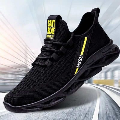 Picture of Black Mix Yellow Step Sneakers-jet Black