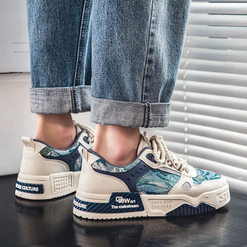 Picture of White & Blue Men Sneaker