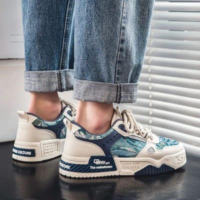 Picture of White & Blue Men Sneaker