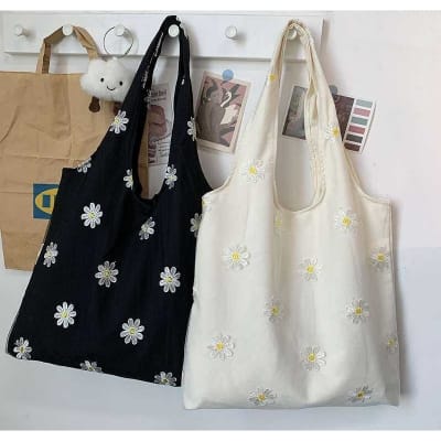 Picture of Flower Black Tote Bag
