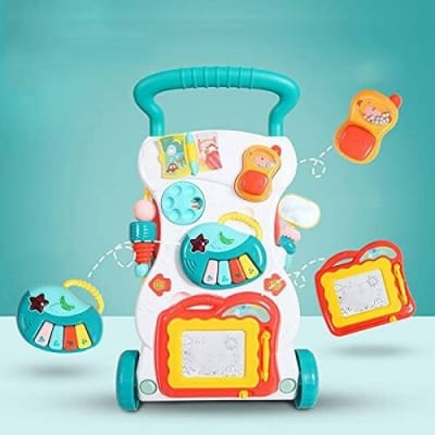 Picture of Glaceon Sit-to-Stand Learning Walker Baby Walking Toys,Push Pull Toys - Adjust Speed, Non-Slip, Prevention O-Leg with Music,Mirror,Book - 0-3 Year Old - Multicolor