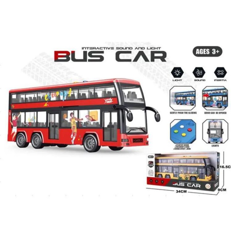 Picture of Solid color lighting IC inertia double deck bus - Red