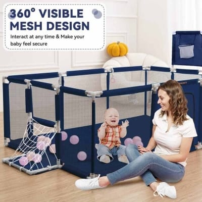 Picture of Baby Playpen Extra Large 122x182x66cm Breathable Mesh Baby Playard Fence Safe Sturdy Indoor Outdoor Kids Activity Center (No Pit Balls) (Color : Red)