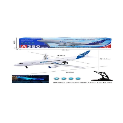 Picture of Inertial Light Plane Music Passenger Plastic Plane Toy Airbus A380-100 Model Airplane For Kids - Multicolor