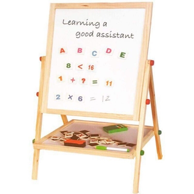 Picture of 2 IN 1 WOODEN EASEL BLACK AND WHITE BOARD - Multicolor
