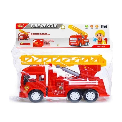 Picture of TEMSON Babytintin Multi Colored Big Size Friction Powered Realistic Fire Rescue Truck Toy with Light and Musical Fire Truck for Kids - Red