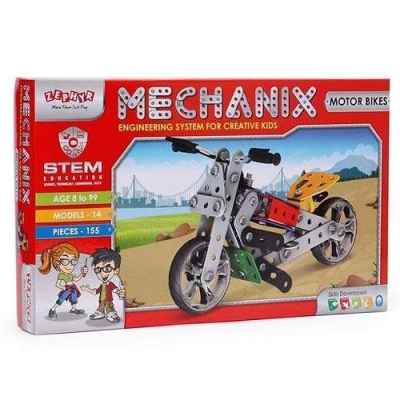 Picture of Zephyr Mechanix - Motorbikes block building set for kids-01008 - Red