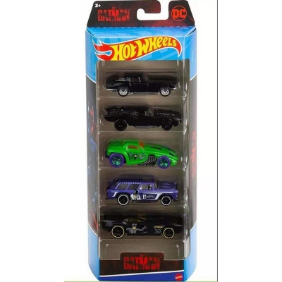 Picture of Hot Wheels Batman 5-Pack, Multipack of 5 Batman-Themed Vehicles, Authentic Decos, 1:64 Scale, Toy Cars for Collectors & Kids 3 Years Old & Older - Multicolor
