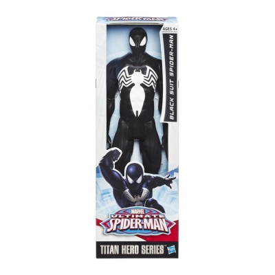 Picture of Spider-Man Marvel Ultimate Spider-Man Titan Hero Series Black Suit Spider-Man Figure - 12 Inch - Black