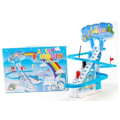 Picture of Felisu 2024 Electric Penguin Track Cartoon Animal Ladder Children's Educational Enlightenment Track Toy for Promotion - Blue