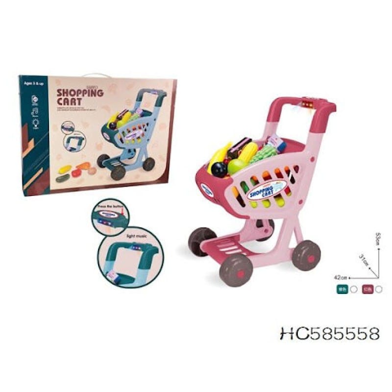 Picture of Musical Supermarket Fruit Trolley Groceries Shopping Cart Toys - Pink