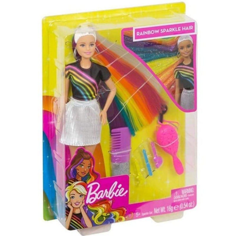 Picture of Barbie Rainbow Sparkle Hair Doll FXN96 - Multicolor