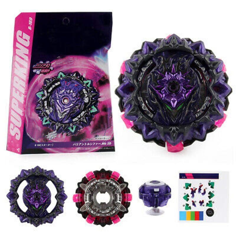 Picture of SuperKing Beyblade Burst B-169 Starter Variant Lucifer .Mb 2D & First Urranus Starter + LR String LR (Left & Right Spin) & Weight Damper Grip - Black