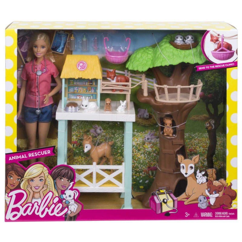 Picture of Barbie Pet Rescuer Doll Center with 8 pets & Playset- FCP78 - Multicolor