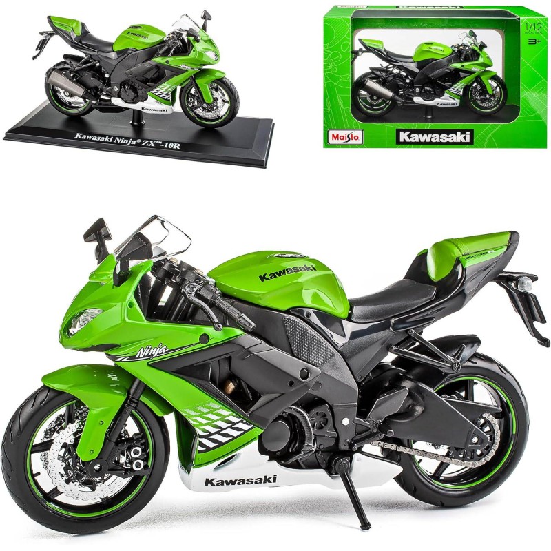 Picture of Kawasaki Ninja ZX-10R Green from 2004 with Socket 1/12 Motorcycle - Multicolor