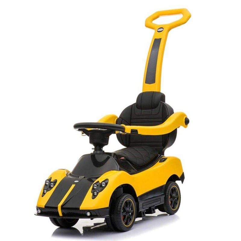 Picture of Ride On Licensed Pagani Zonda Push Car With Pull Handle white Yellow