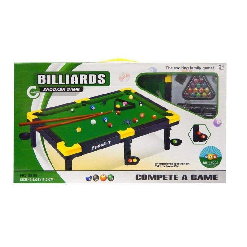 Picture of Billiards Snooker Game Table with Full Set of Billiard Balls, 2 Cues, Triangle Family Game for Kids - Blue