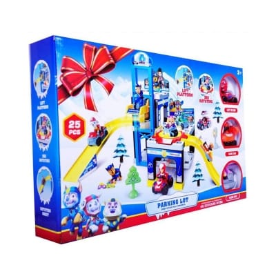 Picture of 25 Pcs Paw Patrol Parking Lot Garage Station Toy 2 Way Car Parking Toy set With 3 CAR - Multicolor