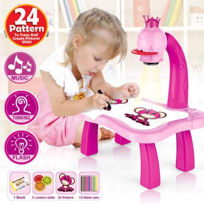 Picture of Kids Children Educational Early Learning Projector Painting Toy Set - Pink