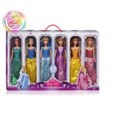 Picture of 6 pcs Barbie Princess Doll set Dress Change Doll with Beautiful princess dress 30cm doll - Multicolor