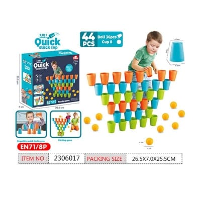 Picture of Kids educational toys speed stacking cup 3 in 1 building block pitching ball plastic quick stack folding cup stack up cup toys - Multicolor