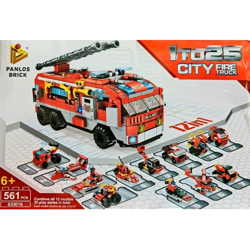 Picture of Panlos 561 Pcs Firefighter  12 In 1 City Building Block For Kids 25 Play Style - Toys - Multicolor