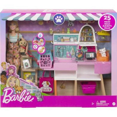 Picture of Barbie Doll And Pet Boutique Playset With 4 Pets For Kids-GRG90 - Multicolor