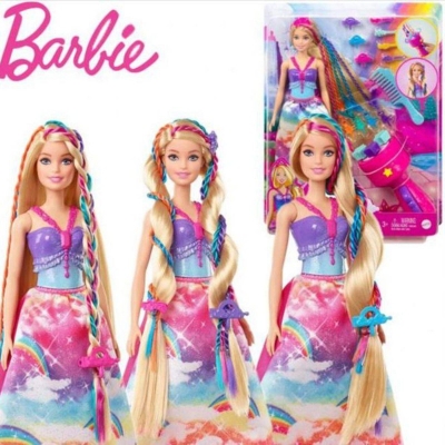 Picture of Barbie Dreamtopia Twist 'n Style Hair Princess Doll With Accessories Play House Set Brinquedos Gift GTG00 - Multicolor