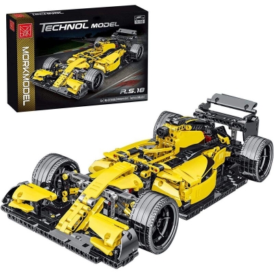 Picture of 1:10 yellow racing car blocks 1084pcs Technic Formula 1 Exclusive Car Building Blocks Set - Yellow