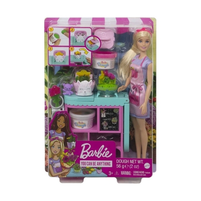 Picture of Barbie Florist Playset With Blonde Doll, Dough, Vases & More For Kids-GTN58 - Multicolor