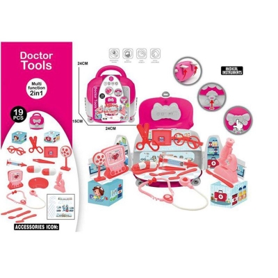Picture of 2 In 1 Kids box doctor set DN7501-1 - Pink