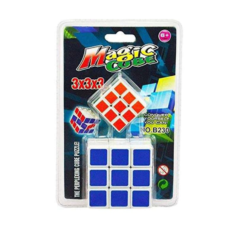 Picture of Toys for Kids Magic Cube 2 in 1 Sticker-Less Rubik's Cube Puzzle 3x3x3 (Multi Color) - 2pcs 
