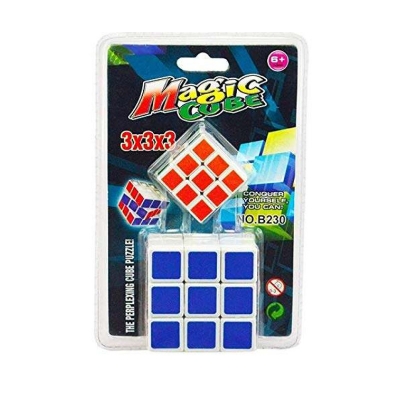 Picture of Toys for Kids Magic Cube 2 in 1 Sticker-Less Rubik's Cube Puzzle 3x3x3 (Multi Color) - 2pcs 