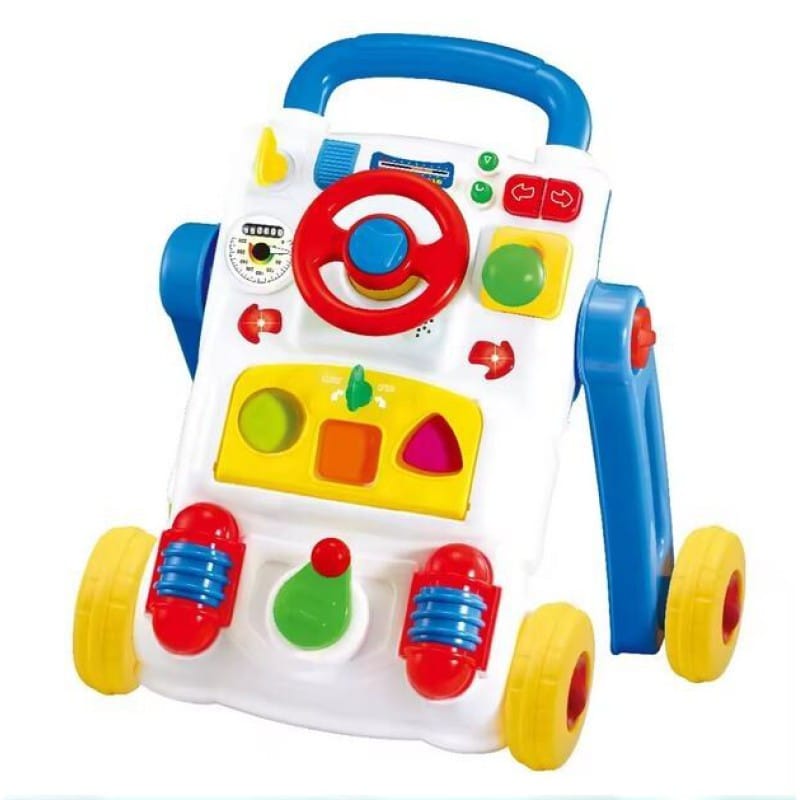 Picture of activity learning walking 4-wheel plastic cart 2 in 1 multifunctional push stroller musical happy baby walker - Multicolor