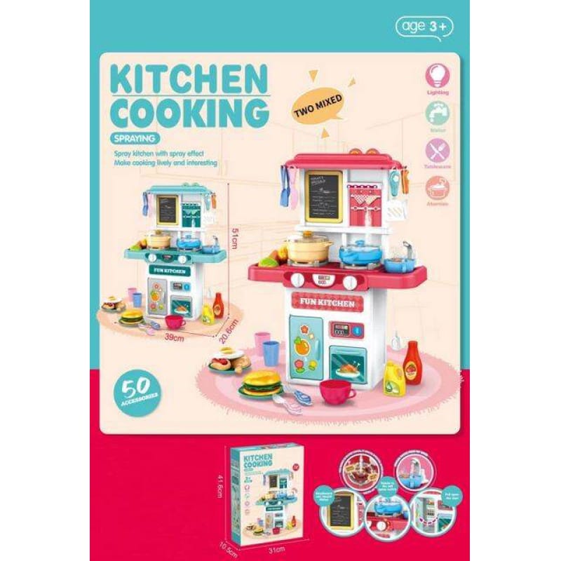 Picture of Child Puzzle Education Play House Toys Cooking Kitchen Set Spray Puzzle Dining Table Tableware Food Set Pretend Toys Kids - Multicolor