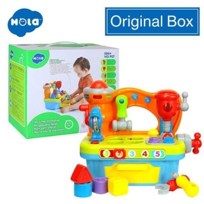 Picture of HOLA 907 Baby Toys Musical Educational Toy Workbench with Tools & Light & Shape Sorter Kids Pretend Play Toys for Boys 3 Years - Multicolor